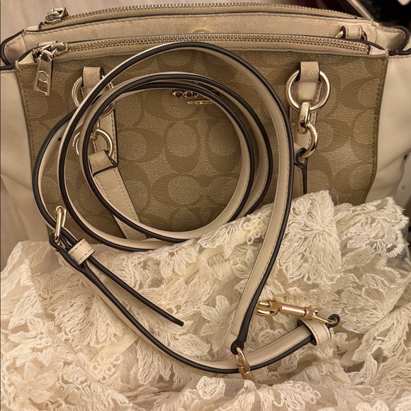 Coach Mini Christie Carryall Bag F58291 | Beige Coated Canvas | Crossbody Strap - Picture 9 of 15